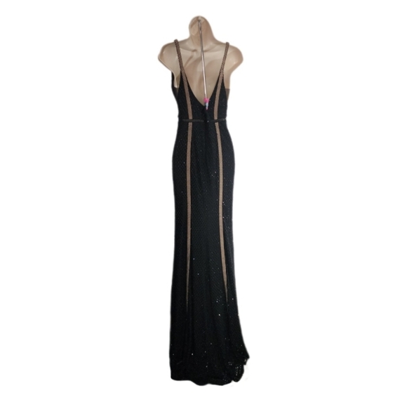ALYCE PARIS Beaded Full Plunge Neckline Sleeveless Full Length Gown Black Size 2 - Picture 11 of 14